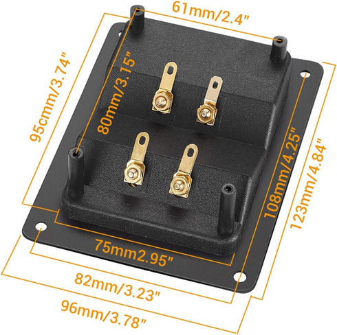 Facmogu 2PCS Rectangle 4-Way Speaker Terminal Box, Gold-Plated Binding Post Terminal Cable Connector for DIY Applications, Terminal Cups with 2 Pa...