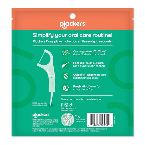 Plackers Micro Line Dental Floss Picks, Fold-Out FlipPick, Tuffloss, Easy Storage with Sure-Zip Seal, Fresh Mint Flavor, 300 Count...