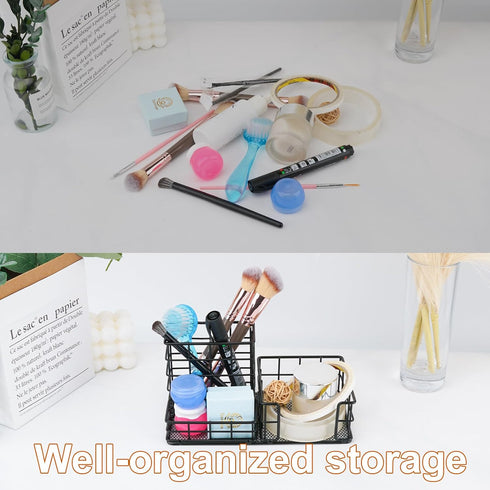 Mesh Pen Holder Office Stationery Storage Box Desk Accessories Storage Bins for Memo Folder Office Supplies Student Desktop or Closet Organizers a...