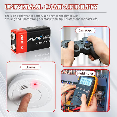 9V Batteries - Alkaline 9 Volt Battery 10 Counts - Ultra Long Lasting with a 10 - Year Shelf Life...