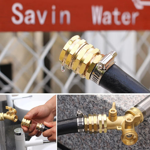 Solid brass Garden Hose Fittings Connectors Adapter Heavy Duty Brass Repair Male to Male, Female faucet leader coupler dual water hose connector (...