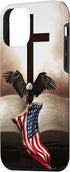 iPhone 12 mini Pretty Christian Cross Bible A Bald Eagle Grip American Flag Case...