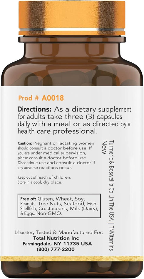 Turmeric & Boswellia Complex (180 Capsules) with Ginger Root, Bromelain, & Black Pepper Extract | Joint-Ease Formula: Powerful Joint Support Suppl...
