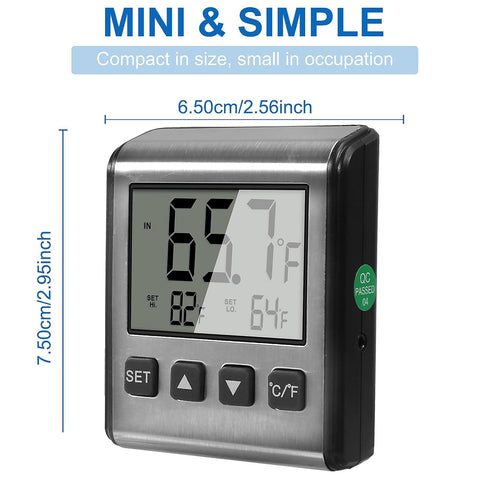 2 PCS Fridge Refrigerator Thermometer Freezer Digital Thermometer Temperature Big LCD Stainless Panel Room Temperature Monitor with Max/Min Temper...