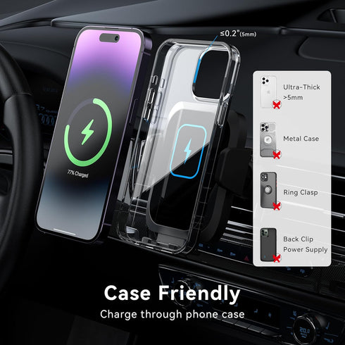 Amlink Wireless Car Charger - 15W Fast Chargeing Cell Phone Holder Car - Auto Clamping Phone Mount Holder for Dashboard Windshield Air Vent Compat...