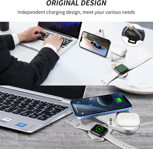 3 in 1 Detachable Magnetic Wireless Charger, 15W Fast Wireless Charging Station for iPhone 13/12, Foldable Wireless Charger Stand Compatible with ...