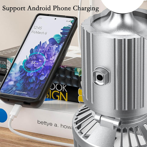 Camping Lantern with Fan, Flashlight Lantern Collapsible-USB Rechargeable, Solar & Battery Powered Camping Lampp for Picnic, Barbecue, Fishing, Tr...