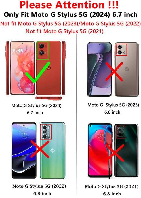 SMKY for Moto G Stylus 5G 2024 Case,with Screen Protectors and Camera Cover,16ft.Drop Tested Cover with Magnetic Kickstand Protective Case for Mot...