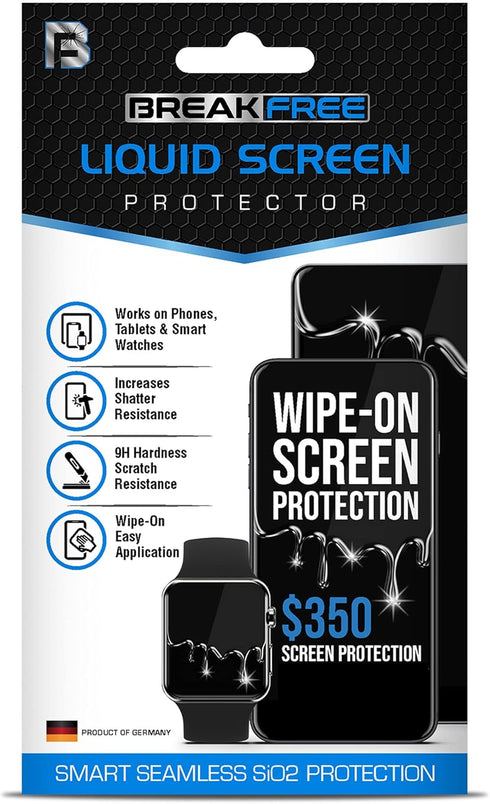 BREAK FREE Liquid Glass Screen Protector With $350 Coverage | Wipe On Shatter and Scratch Resistant Nano Protection for All Phones Tablets and Sma...