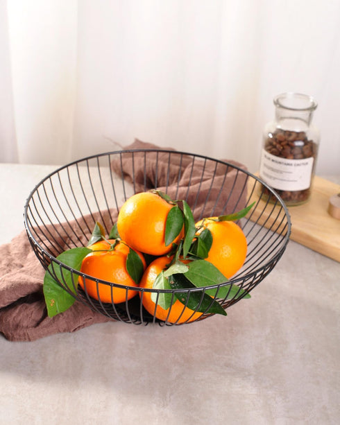 Wire Fruit Basket Fruit Bowl Kitchen Fruit Basket Stand Fruit Bowls for the Counters Metal Fruit Bowl(Low Black)...