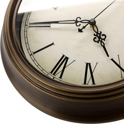 Plumeet Large Metal Wall Clock, 13'' Non Ticking Classic Retro Silent Iron Clocks Decorative Kitchen Living Room Bedroom, Roman Numerals, Battery ...