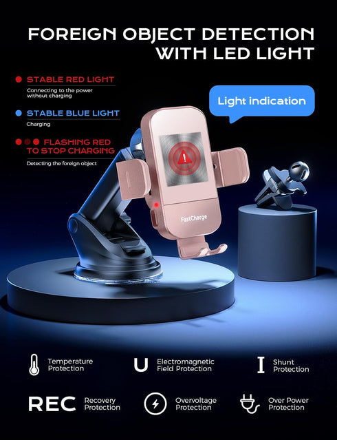 CHGeek Wireless Car Charger, 15W Fast Charging Auto Clamping Car Charger Phone Mount Phone Holder fit for iPhone 15 14 13 12 11 Pro Max Xs, Samsun...