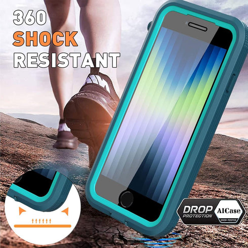 AICase iPhone SE 2020/2022/iPhone 7/8/6/6s Waterproof Case, 4.7" 360 Dustproof and Shockproof, IP68 Full Body Protection Fully Sealed Underwater P...