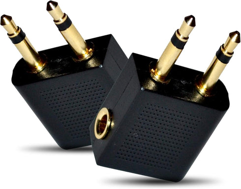 Gold Plated Airplane Flight Headphone Adapters (Pack of 2) | Allows you to use your Earphones with all In-Flight Media Systems | This Enables Grea...