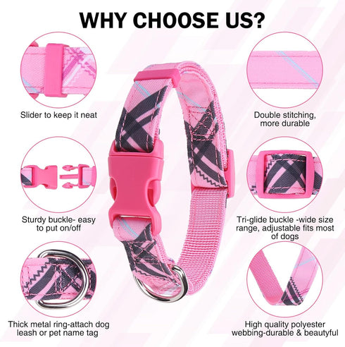 Small Dog Collar and Leash Set, Dog Collars for Puppy Medium Dogs, Adjustable Pet Collar for Doggie XS S M Breed Boys or Girls Chihuahua, Yorki, B...