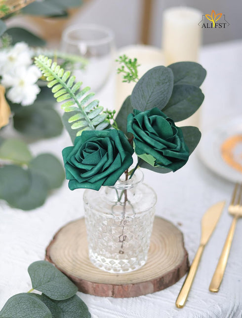 50pcs Artificial Flower?Real Touch Artificial Foam Roses Decoration DIY for Wedding Bridesmaid Bridal Bouquet Centerpieces Party -Army Green...