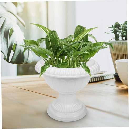 Amosfun 4pcs Roman Flower Pot Pedestal Planter Outdoor Planters Plastic Plants for Outdoors Grecian Urn Planter Flower Decor Plastic Plant Pot Ret...