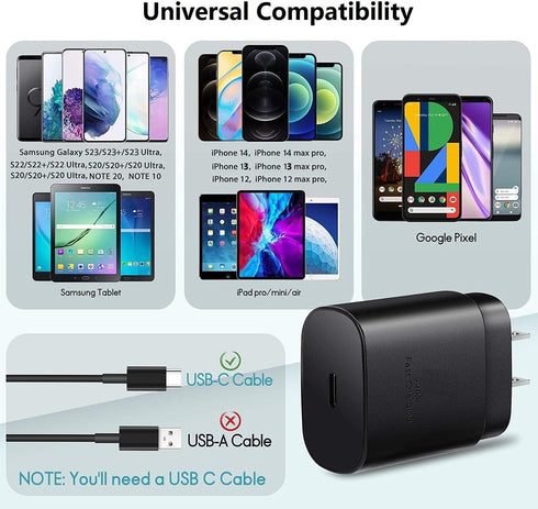 iPhone 15 Charger 10 FT, 3 Pack 20W USB-C Fast Wall Charger with 10FT Extra Long USB C Charger Fast Charging Cable Compatible for iPhone 15/15 Plu...