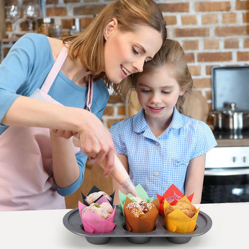 Caperci Standard Tulip Cupcake Liners for Baking 120 Counts - Greaseproof Muffin Baking Cups for Wedding Birthday Party Baby Shower Festivals Chri...