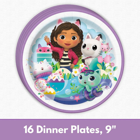 Unique Gabby's Dollhouse Party Supplies Pack for 16 Guests - Gabby Dollhouse Plates and Napkins, Table Cover, Forks, Sticker, Gabbys Doll House Bi...