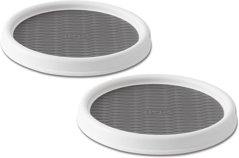 Copco 9 Inch Non Skid Pantry Cabinet Lazy Susan Turntable, Set of 2, Spinning Organizer for Kitchen, Countertop, or Bathroom, White and Gray...