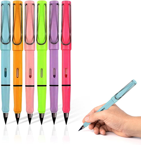 ALLWAYUP 6pcs Inkless Everlasting Magic Pencil with Eraser, Never Sharpen Pencil, Unbreakable Infinity Forever Pencil, Eraseable Writing Pencil, R...