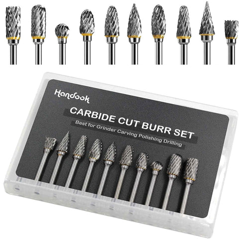 Tungsten Carbide Double Cut Burr Set, with 1/8" Shank 1/4" Grinding Head Length Tungsten Steel for Grinder, DIY Wood-Working Carving, Soft Metal P...