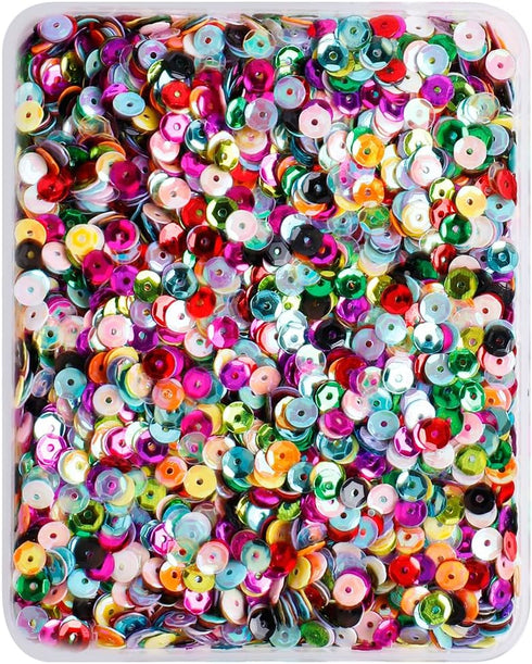 12000Pcs Bulk Loose Flake Sequins Rainbow Cup Paillette Confetti 5MM for DIY Crafts Wedding Party Christmas Decoration with Storage Box 80 Grams...