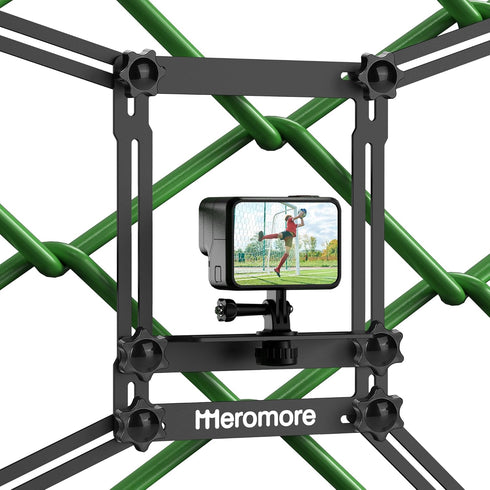 Black Fence Mount - Action Camera Aluminum Fence Mount Compatible with GoPro, Phones, Digital Camera, Ideal Backstop Camera Fence Clip for Recordi...