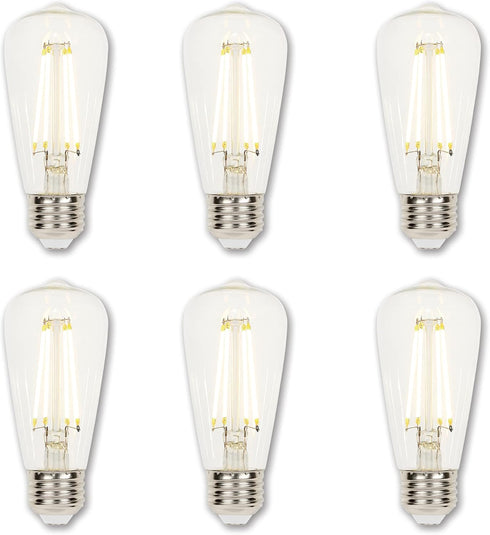 Westinghouse 4518700 6.5 Watt (60 Watt Equivalent) ST15 Dimmable Clear Filament LED Light Bulb, Medium Base (6-Pack)...
