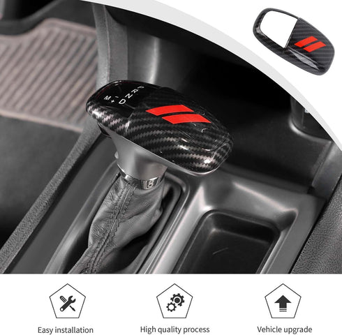 JWWY Gear Shift Shifter Knobs Cover Trim for 2015-2024+ Dodge Challenger Charger 2018-2023 Durango Interior Accessories Red Carbon Fiber......