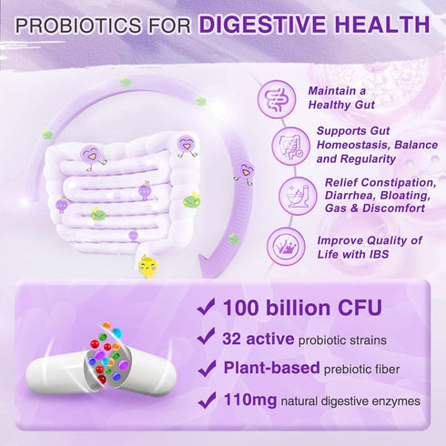 ZEBORA Probiotics for Women Digestive Health with Enzymes & Prebiotics 100 Billion CFUs| Vaginal Probiotics with D Mannose & Cranberry | Urinary T...
