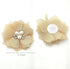 10pcs Khaki Small Chiffon Fabric Flowers Rhinestone Flowers with Beads Cluster Flowers Bows for DIY Craft Wedding Decoration Hair Clips Accessorie...