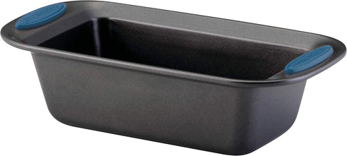 Rachael Ray Yum-o! Bakeware Oven Lovin' Nonstick Loaf Pan, 9-Inch by 5-Inch Steel Pan, Gray with Marine Blue Handles...
