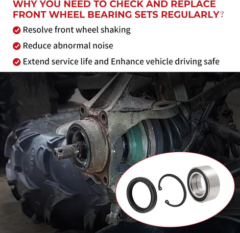 Front Wheel Bearings Seals for Honda FourTrax 300 Rancher 350 400 420 Only for 4x4, OEM# 91051-HC5-003 91209-HN2-003 91256-HC5-003...
