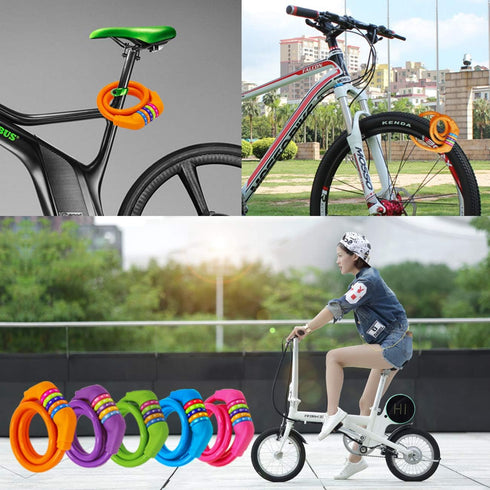 Bike Lock Cable - 4 Feet Resettable Cable Lock - Self Coiling 5 Digit Combination Bicycle Lock (Orange)...