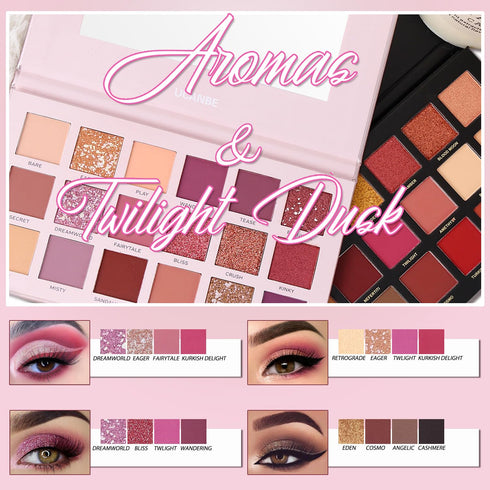 CHARMCODE 2Pcs Twilight Dusk + Aromas Nude Eyeshadow Palette Makeup Set, Matte Shimmer Glitter Pressed Pearl All Highly Pigmented Blending Powder,...