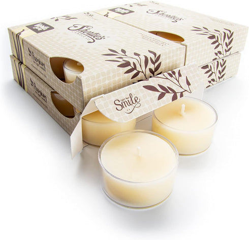 Vanilla Bean Premium Tealight Candles Bulk Pack - 24 Beige Highly Scented Tea Lights - Beautiful Candlelight - Made in The USA - Bakery & Food Col...