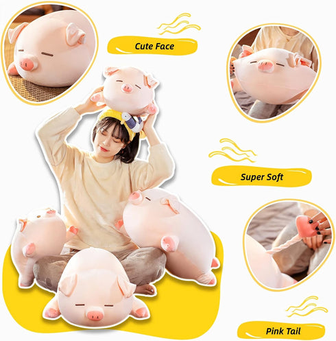 Cute Kawaii Pig Plush Pillows Stuffed Animal Hugging Pillow, Soft Pig Stuffed Cuddle Plush Toys, Birthday Gifts for Girls Girlfriend… (Squint, 15....