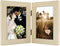 Golden State Art, 4x6 Double Picture Frame Vertical Hinged Photo Frame 2 Opening Folding Family Frames Collage, with Real Glass (4x6, Beige, 1-Pac...
