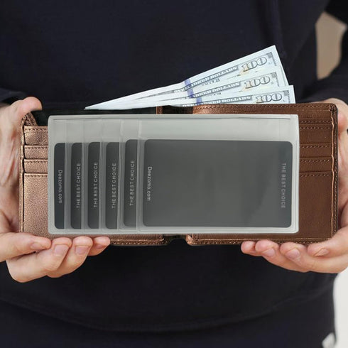 Set of 2 Plastic Wallet Insert for Credit Card, Men Wallets Trifold Vinyl Credit Card Sleeves Holder (Checkbook 6 Page)...