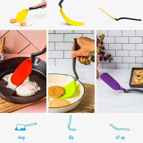 Dreamfarm Chopula Non-Stick-Safe Super-Flexible Sit-Up Spatula with Strong Flat Edge to Separate Food - 12" Yellow...