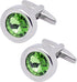 Round Green Crystal Men's Cufflinks In Gift Case Classic Round Silver Crystals Cufflinks for Men Jewelry for Wedding Party Business Birthday Anniv...