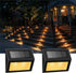 XLUX Outdoor Solar Lights for Stairs Steps Decks, Fences Yard Pathway, LED lamp, Rainproof, 2 Pack Black Metal Housing...