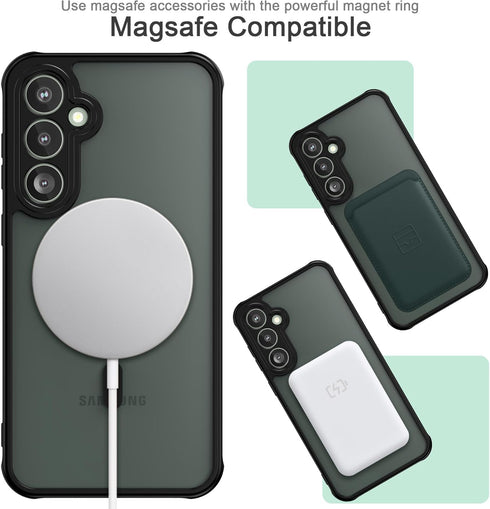 Magnetic Case for Samsung Galaxy S23 FE (6.4 Inch) Matte Translucent Back + TPU Bumper Shockproof Phone Cover with Built-in Magnet for Galaxy S23 ...