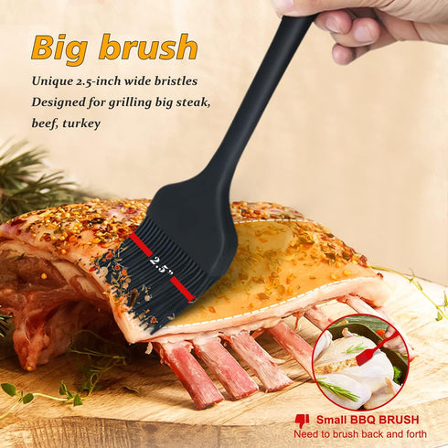 Walfos 3 Size Basting Brush, High Heat Resistant Silicone Pastry Brushes for Barbecue, Baking, Kitchen Cooking, Desserts- Strong Stainless Steel C...