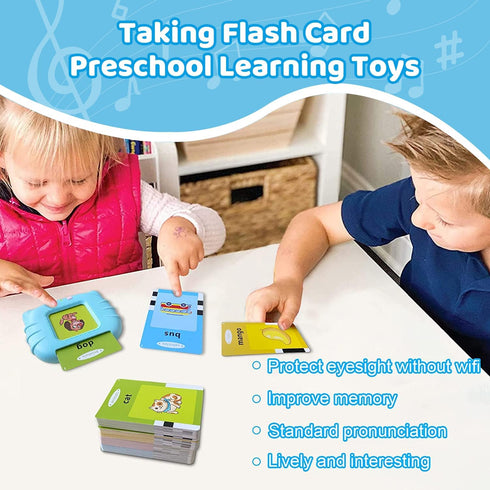 Talking Flash Cards Educational Toys, Autism Sensory Toys Learning Toys for Toddlers - Montessori Toys Flash Cards for Age 2 3 4 5 6(Blue)...