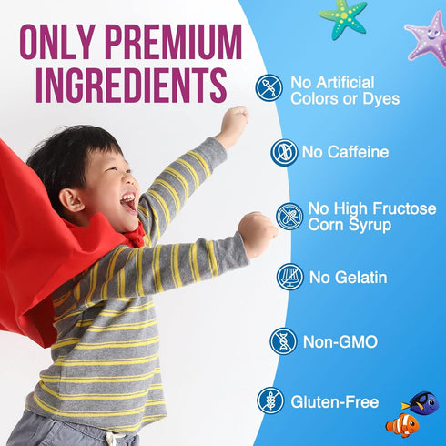 Kids Immune Support Gummies with Vitamin C, Zinc & Echinacea, Gluten Free & Non-GMO Chewable Immune Support for Kids Gummy, Daily Childrens Immune...