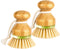 Bamboo Dish Brush, Scrub Brush for Dishes Pots Pans Kitchen Sink Cast Iron Skillet Cleaning, Pack of 2...