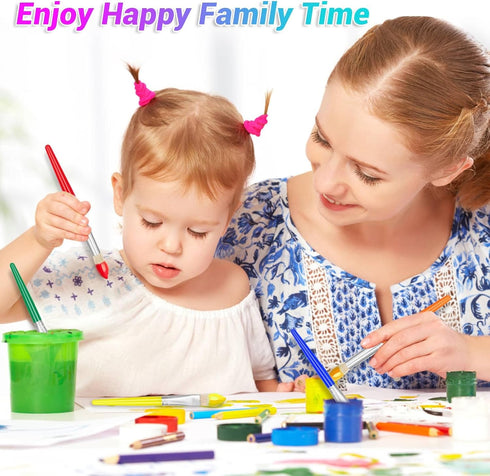 30Pcs Paint Brushes, Anezus Round Paint Brushes for Kids Classroom Toddlers Paint Brush Set for Touch Up Preschool Daycare Washable Acrylic Paint ...